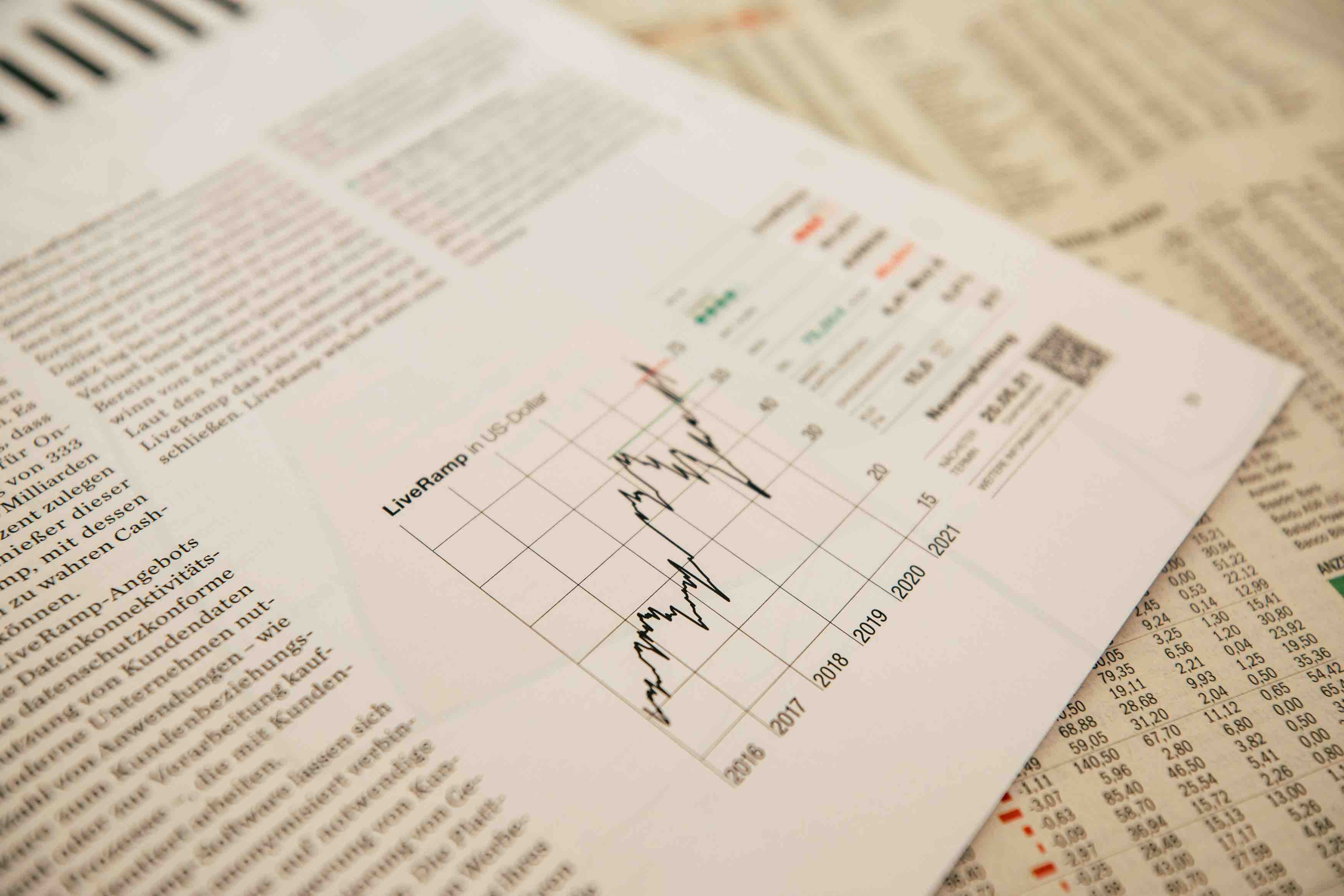 Steigender Graph auf Papier